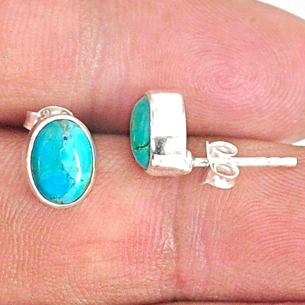 3.59cts blue arizona mohave turquoise 925 sterling silver stud earrings r83894