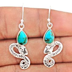 4.10cts blue arizona mohave turquoise 925 sterling silver snake earrings t80914
