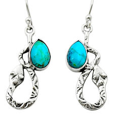 4.47cts blue arizona mohave turquoise 925 sterling silver snake earrings y15474