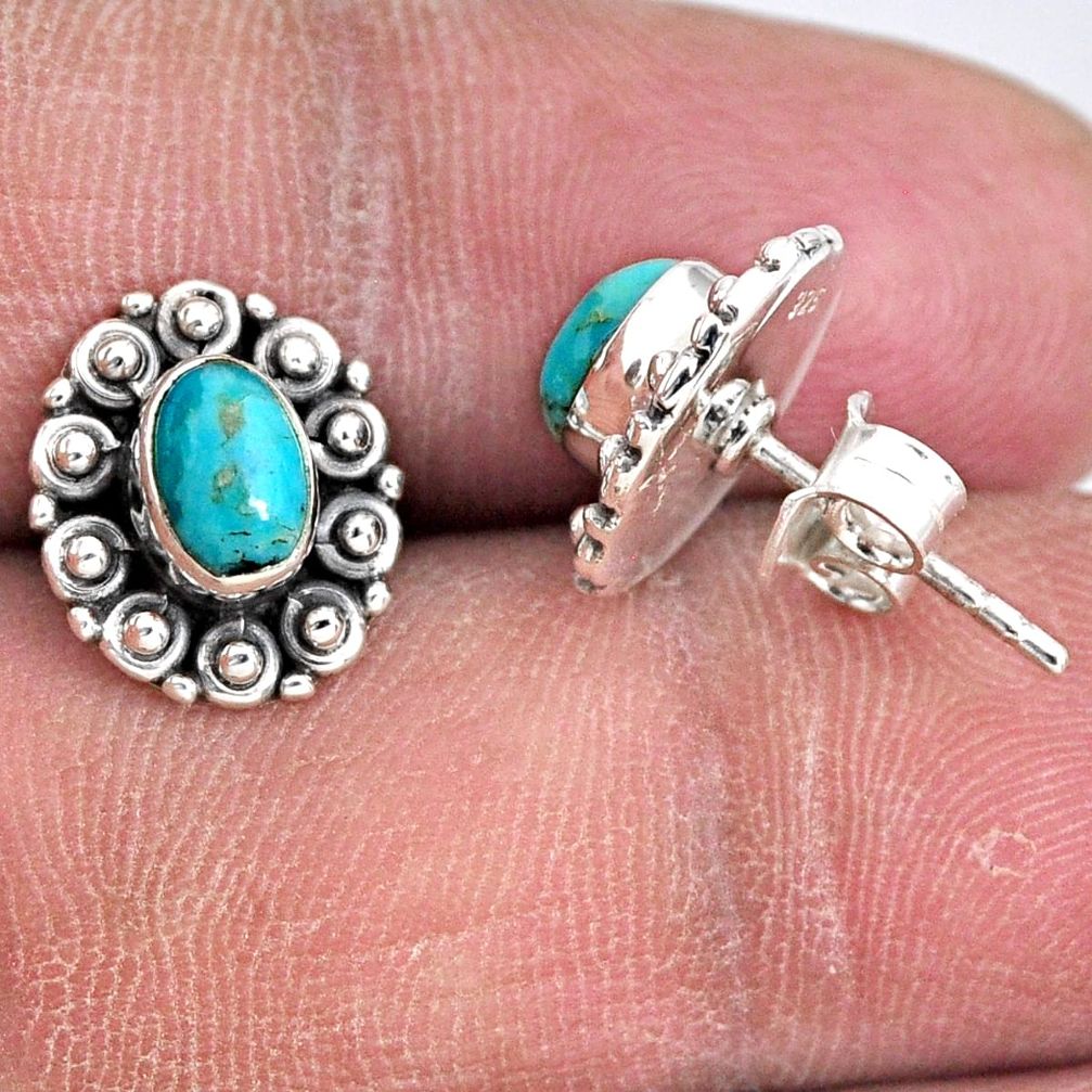 2.60cts blue arizona mohave turquoise 925 sterling silver stud earrings r55123
