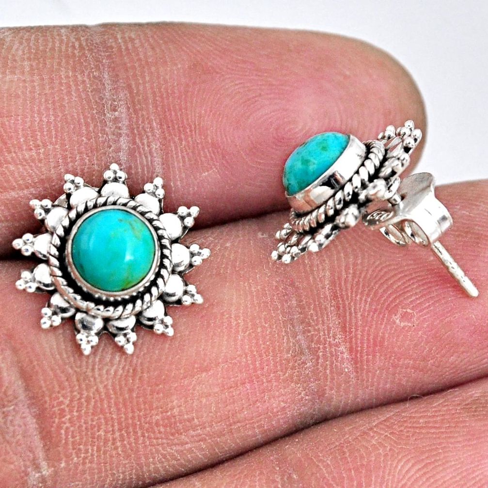 2.74cts blue arizona mohave turquoise 925 sterling silver stud earrings r55175