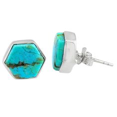 6.67cts blue arizona mohave turquoise 925 sterling silver stud earrings r80291