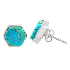 6.67cts blue arizona mohave turquoise 925 sterling silver stud earrings r80293