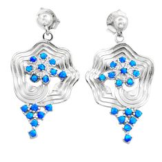 0.80cts blue australian opal (lab) topaz 925 silver dangle earrings c29099