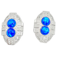 1.53cts blue australian opal (lab) topaz 925 silver earrings a89065 c24535