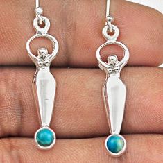 1.09cts blue copper turquoise 925 silver dangle spirit healer earrings t89051
