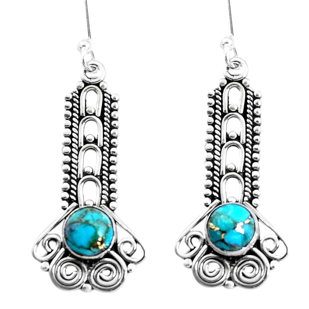 2.78cts blue copper turquoise 925 sterling silver dangle earrings jewelry p39333