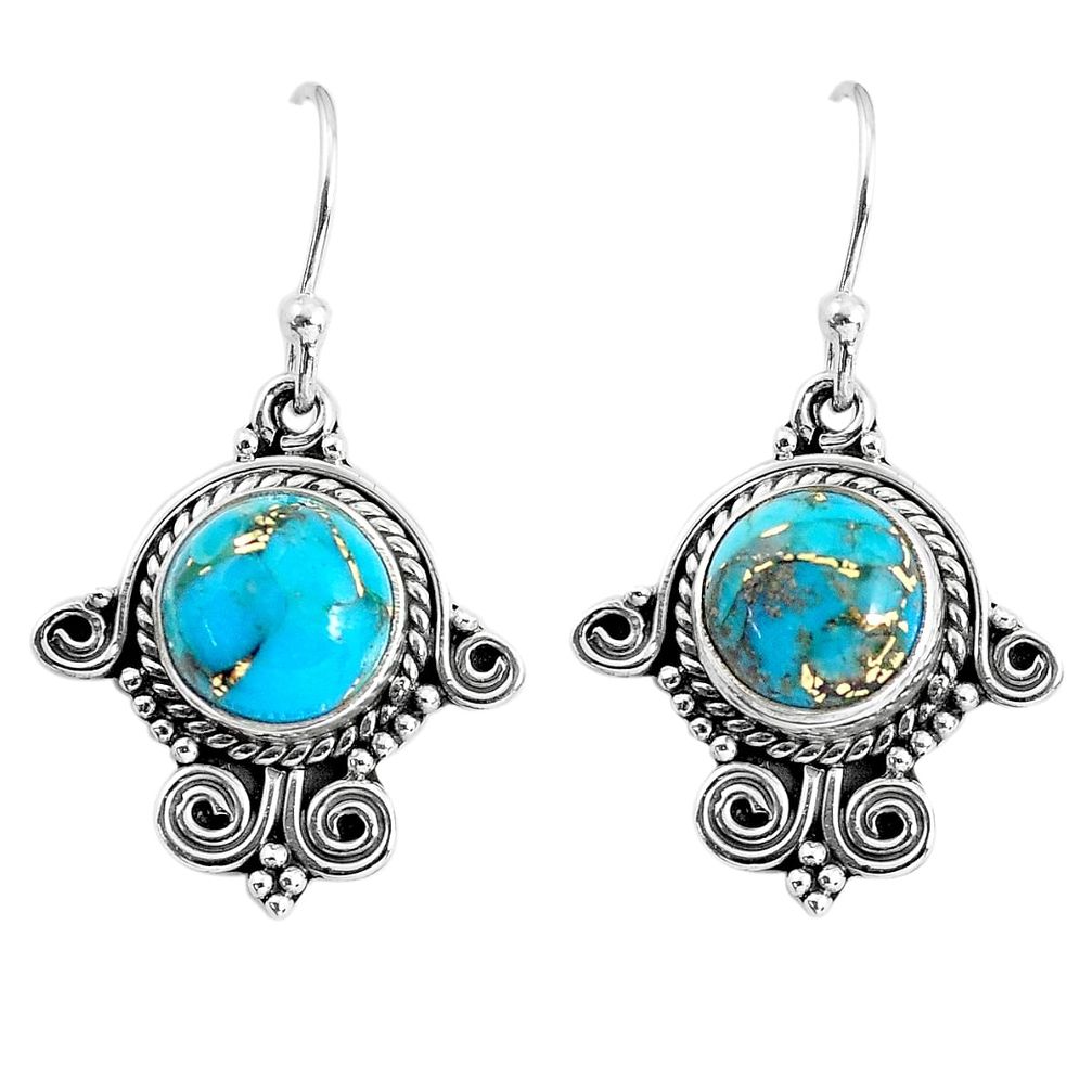 5.54cts blue copper turquoise 925 sterling silver dangle earrings jewelry p58254