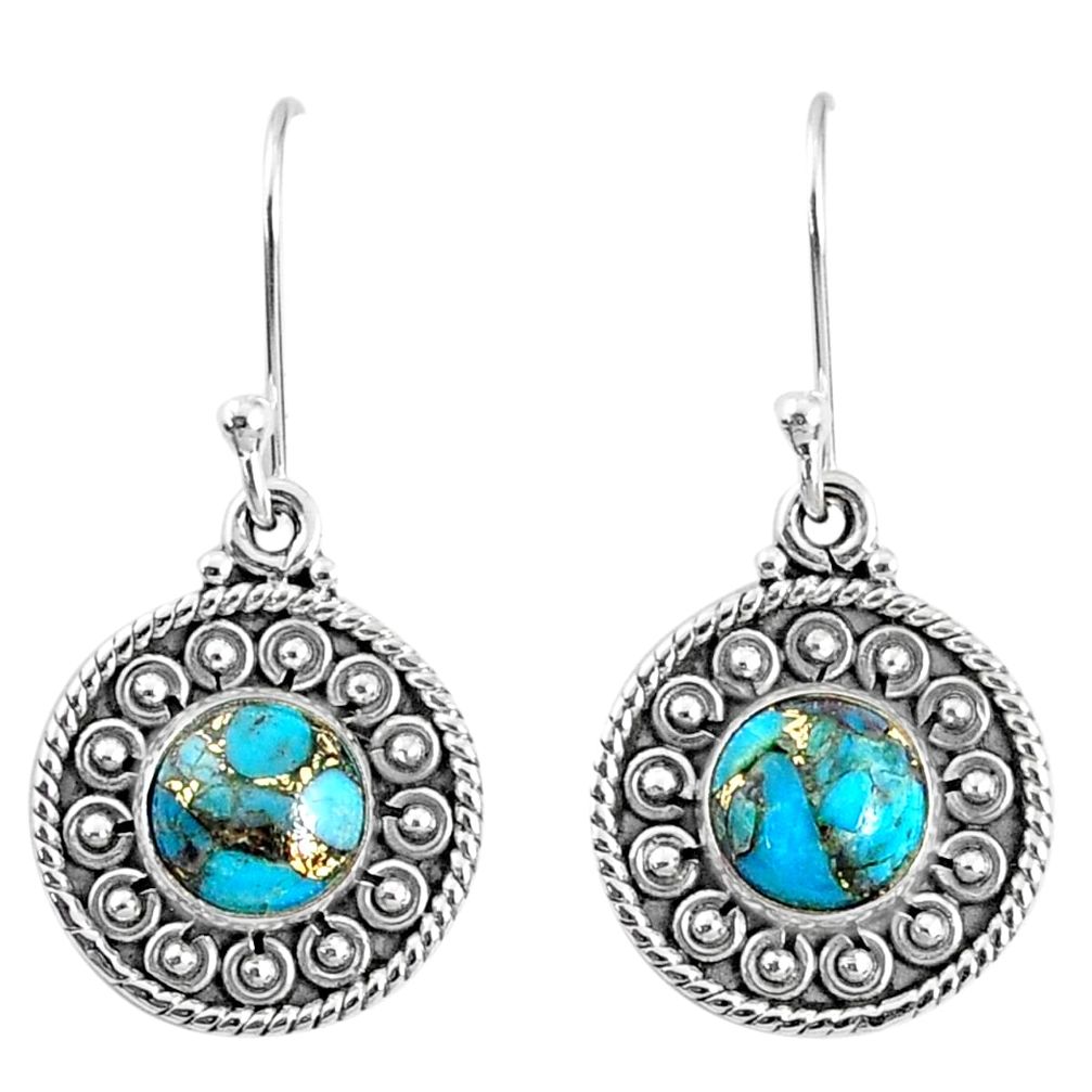 4.92cts blue copper turquoise 925 sterling silver dangle earrings jewelry r67108