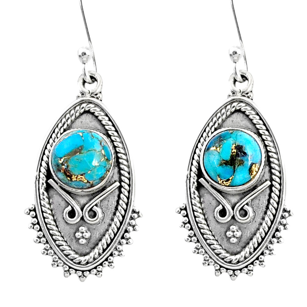 4.69cts blue copper turquoise 925 sterling silver dangle earrings jewelry r67166