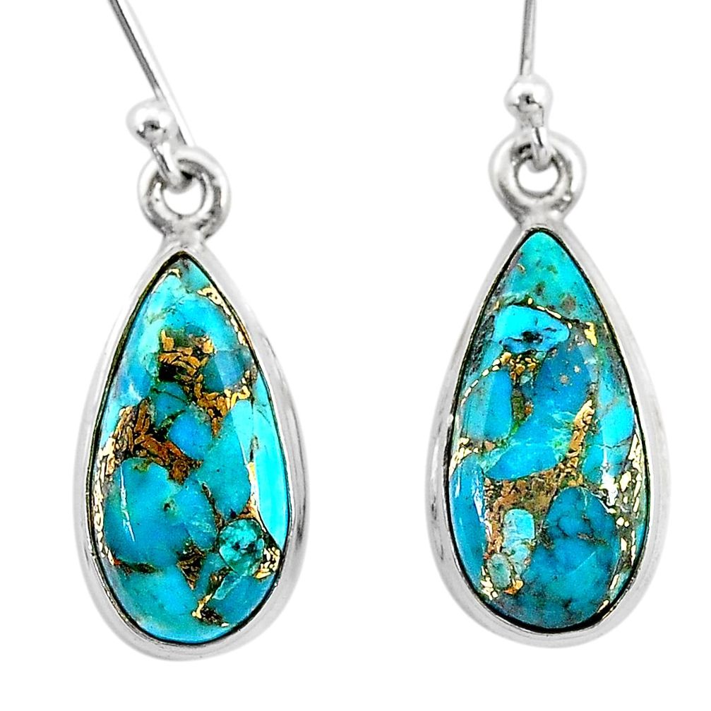9.37cts blue copper turquoise 925 sterling silver dangle earrings jewelry t23786