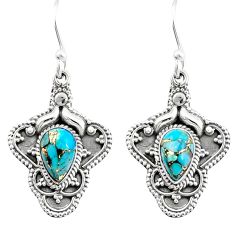 4.10cts blue copper turquoise 925 sterling silver dangle earrings jewelry u28141