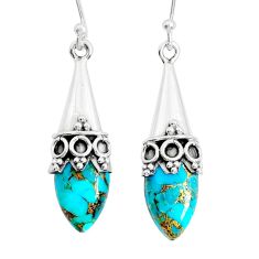 7.25cts blue copper turquoise 925 sterling silver dangle earrings jewelry y13541