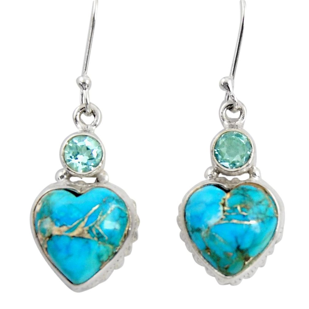 pper turquoise topaz 925 sterling silver heart earrings d39509