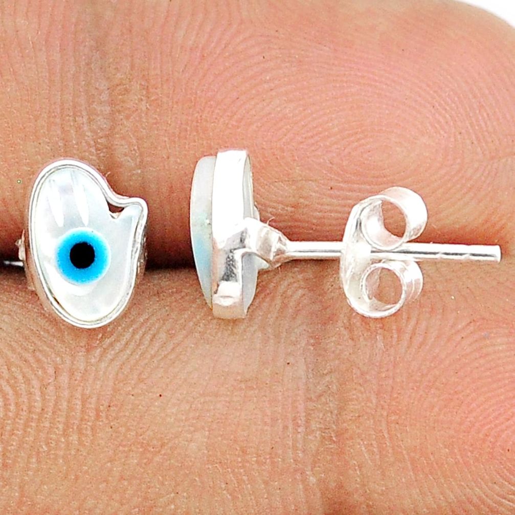 2.35cts blue evil eye talismans 925 silver hand of god hamsa earrings u26408