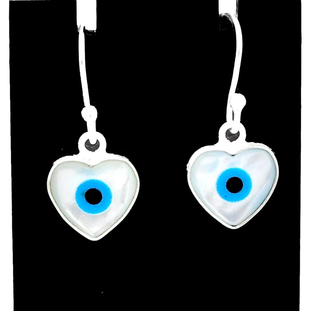 5.63cts blue evil eye talismans 925 sterling silver heart love earrings u26346