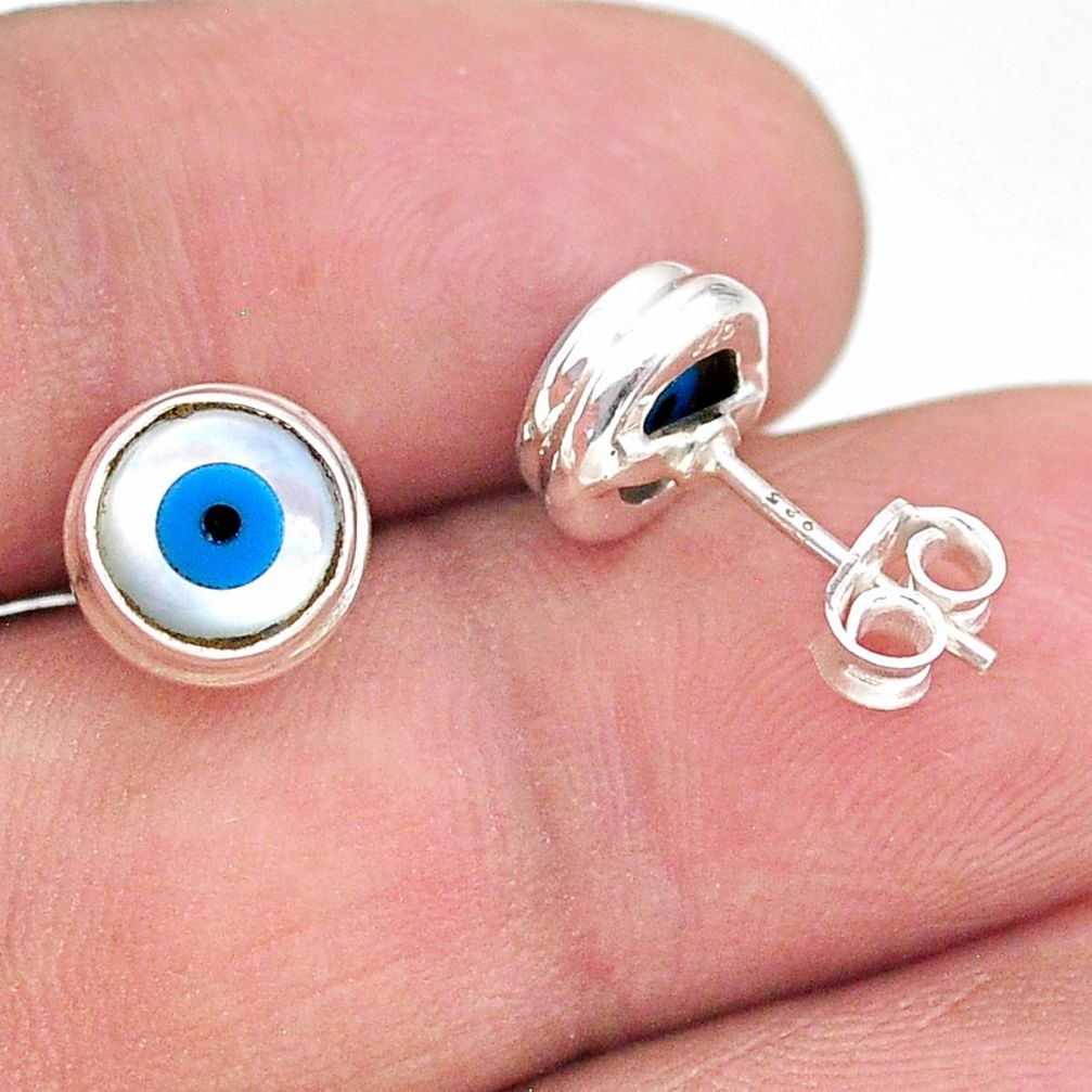 4.07cts blue evil eye talismans 925 sterling silver stud earrings jewelry t21281