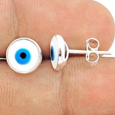 3.26cts blue evil eye talismans 925 sterling silver stud earrings jewelry u26392