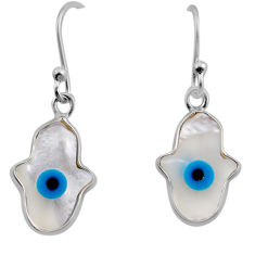 5.15cts blue evil eye talismans silver dangle hand of god hamsa earrings y85827