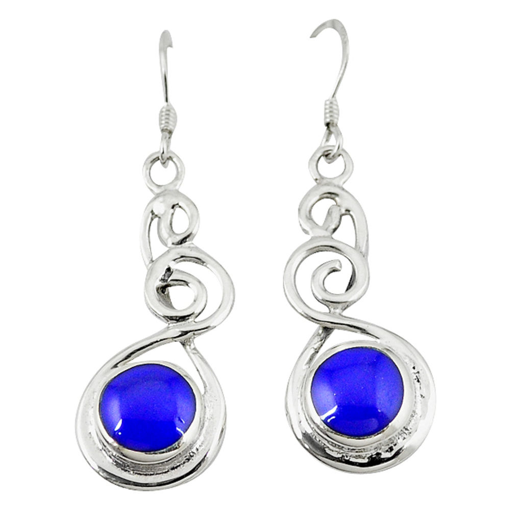 Blue lapis enamel 925 sterling silver earrings jewelry c11601