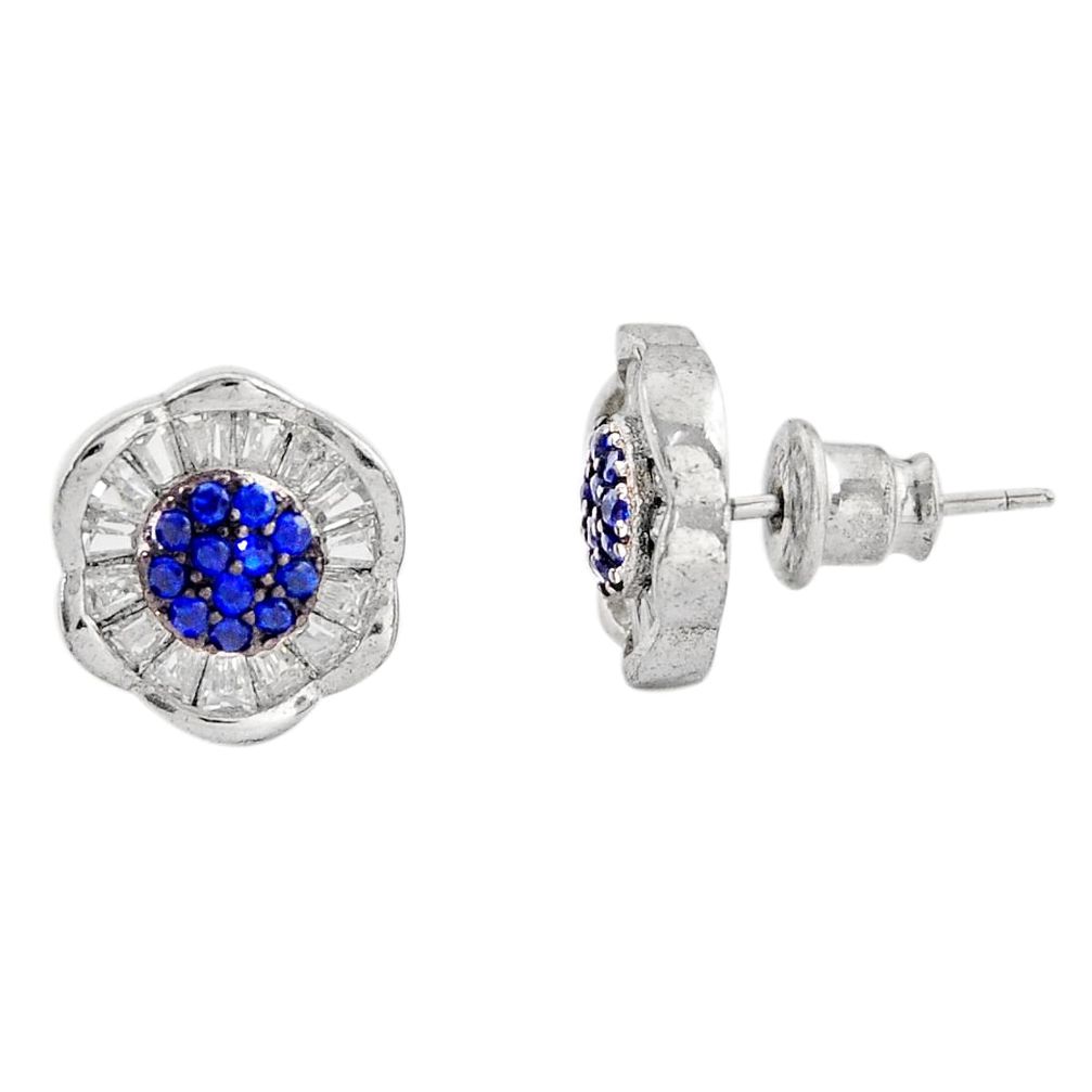 4.51cts blue sapphire (lab) topaz 925 sterling silver earrings jewelry c9313