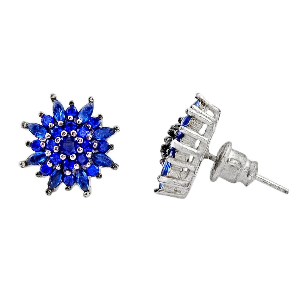 5.28cts blue sapphire (lab) topaz 925 sterling silver stud earrings c9242