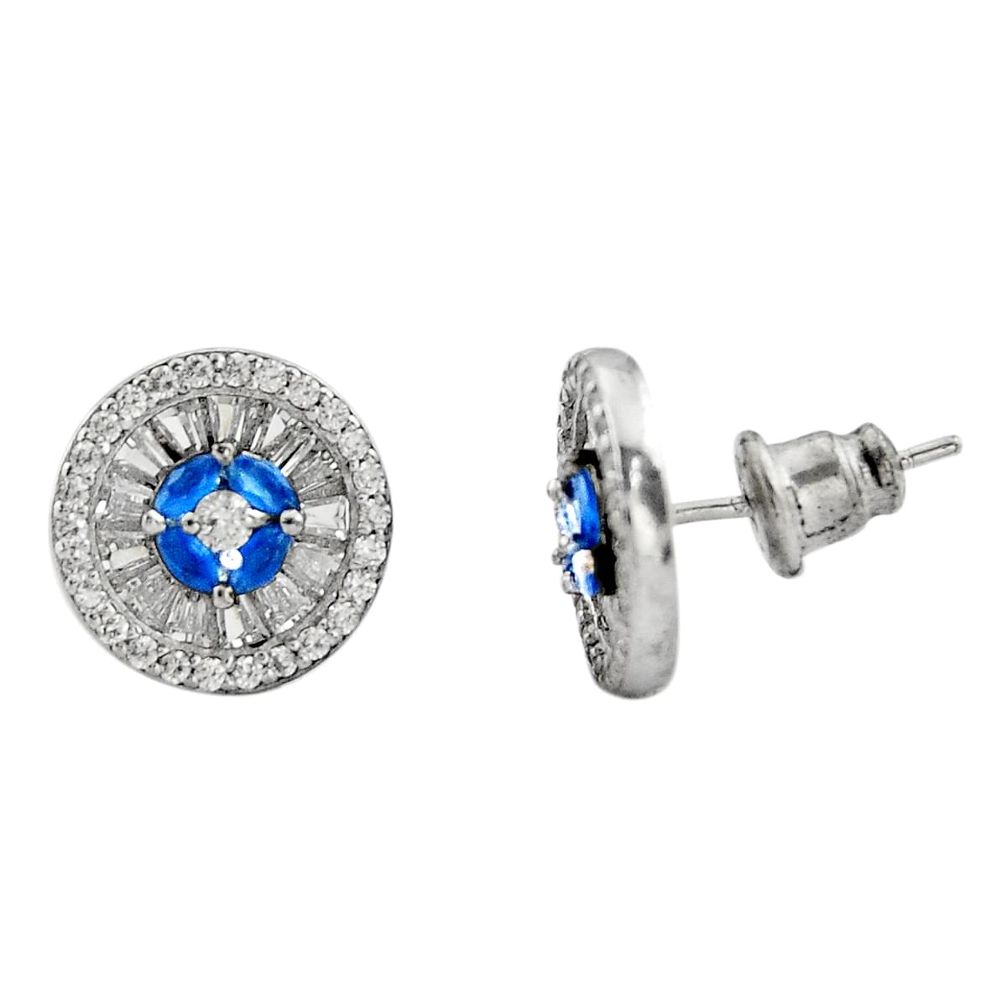 4.52cts blue sapphire (lab) topaz 925 sterling silver stud earrings c9256