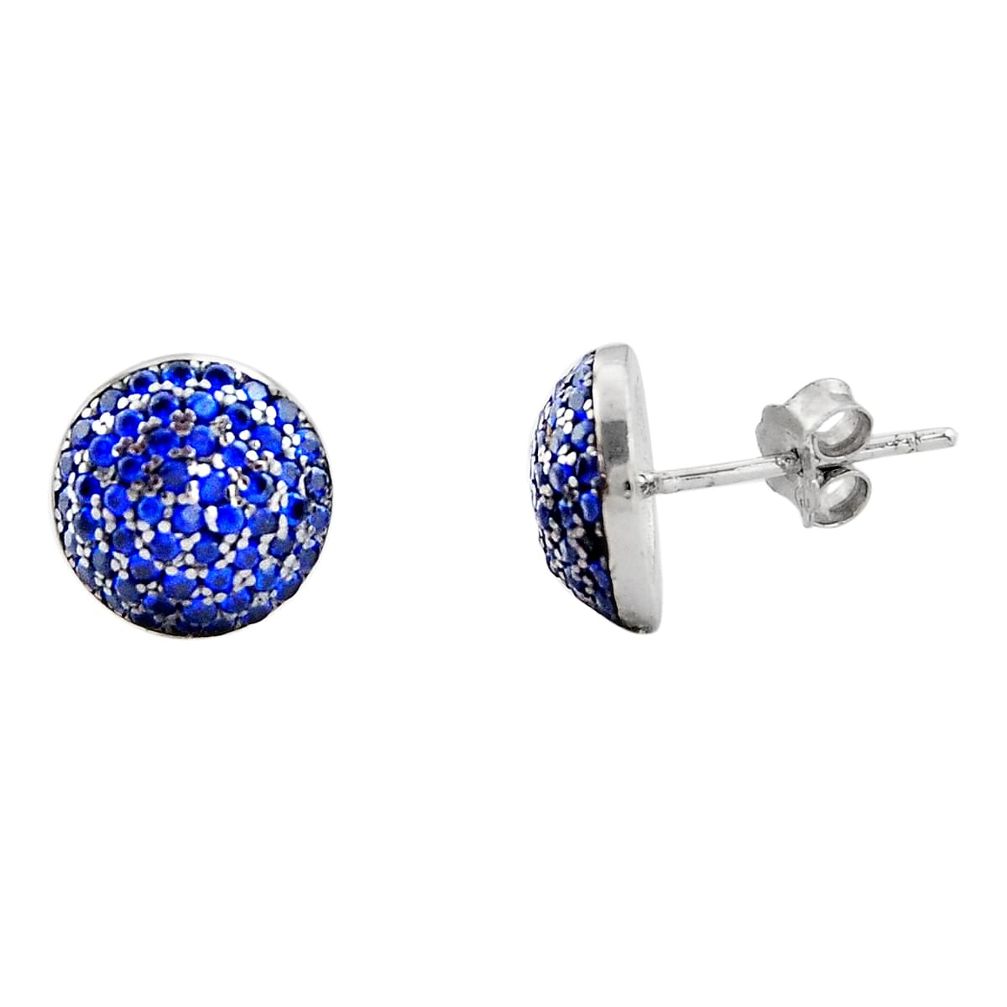 3.32cts blue sapphire (lab) topaz 925 sterling silver stud earrings c9289