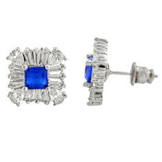 LAB 9.70cts blue sapphire (lab) topaz 925 sterling silver stud earrings c9544