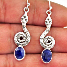 4.06cts blue sapphire oval 925 sterling silver snake earrings jewelry n28818