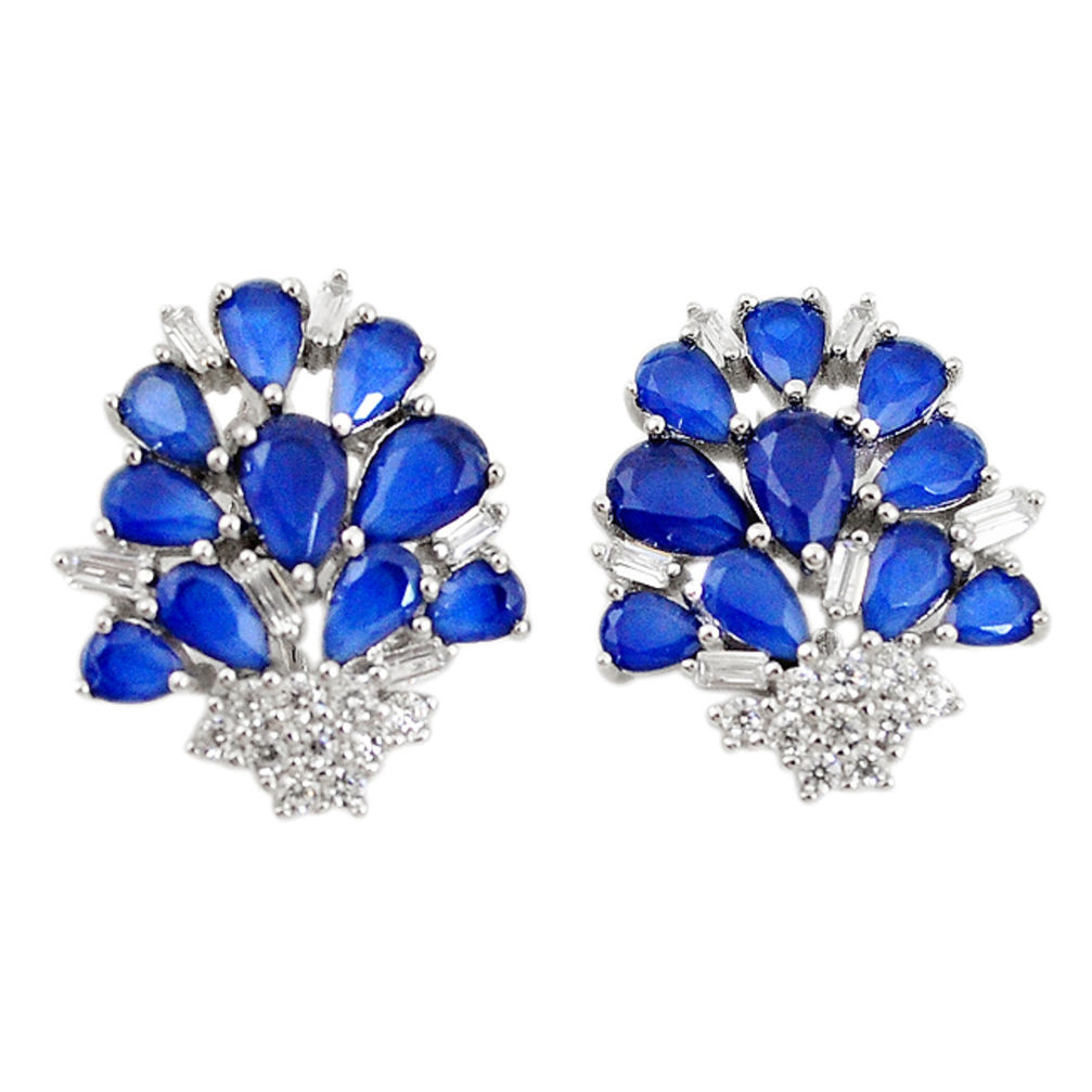 LAB Blue sapphire quartz white topaz 925 sterling silver stud earrings c19553