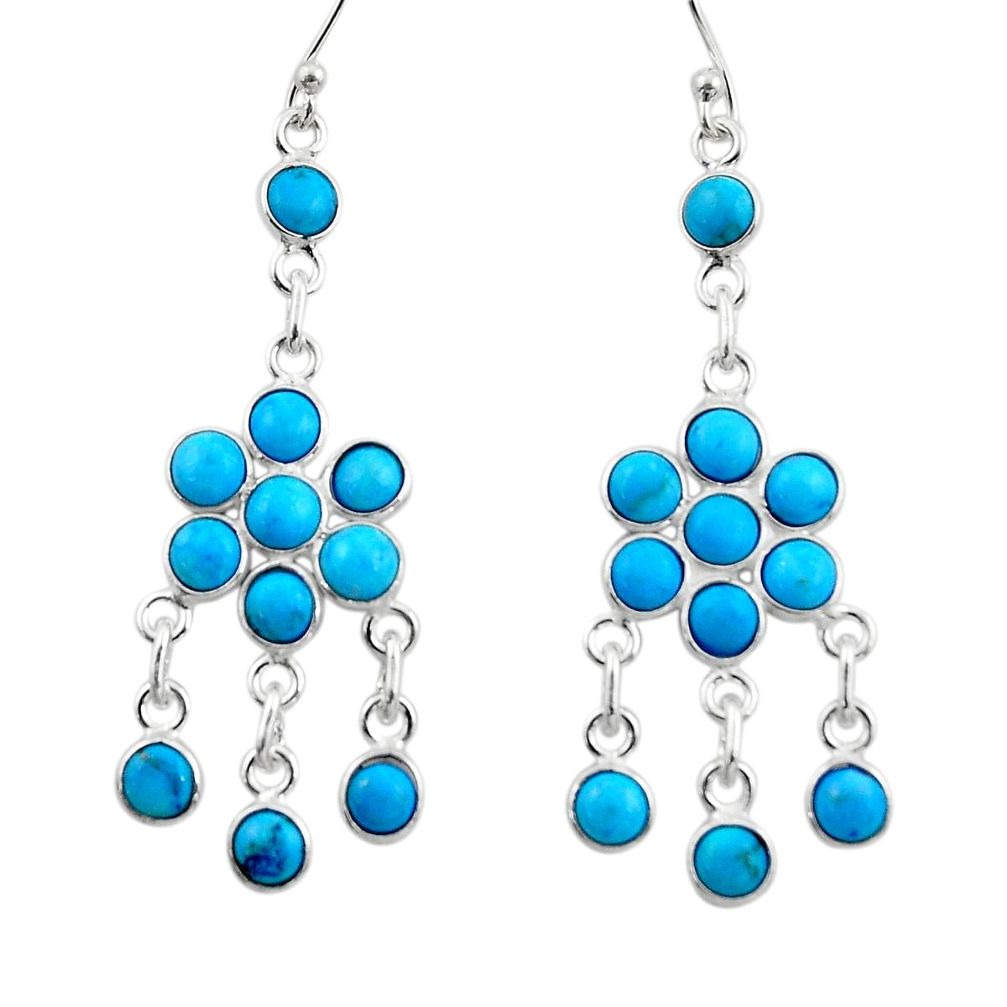 8.39cts blue sleeping beauty turquoise 925 silver chandelier earrings r45045
