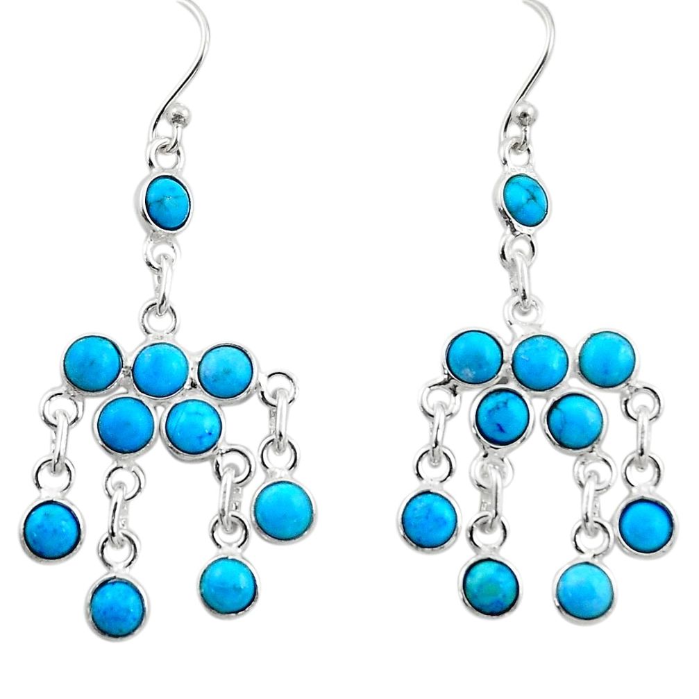 8.19cts blue sleeping beauty turquoise 925 silver chandelier earrings r45047