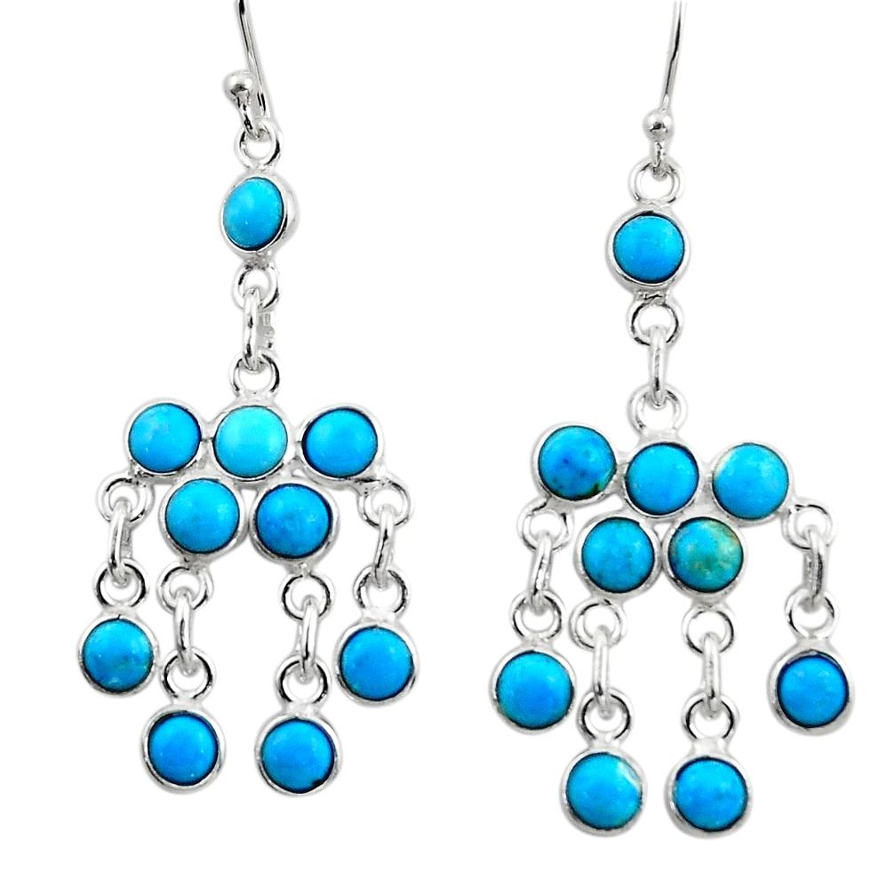 8.21cts blue sleeping beauty turquoise 925 silver chandelier earrings r45048