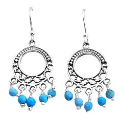 3.27cts blue sleeping beauty turquoise 925 silver chandelier earrings u71442