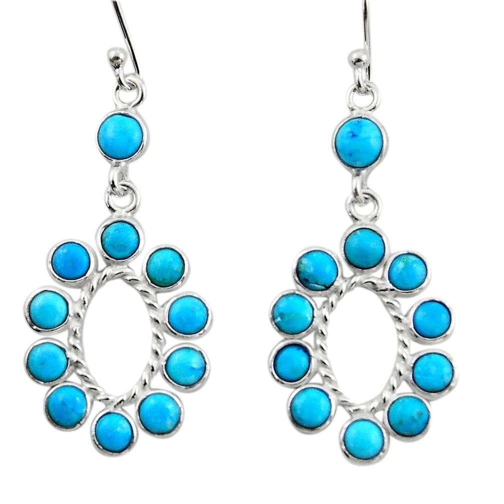 7.91cts blue sleeping beauty turquoise 925 silver dangle earrings r45065