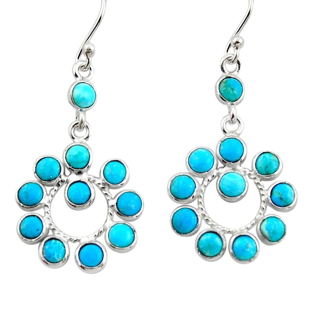 7.62cts blue sleeping beauty turquoise 925 silver dangle earrings r45105