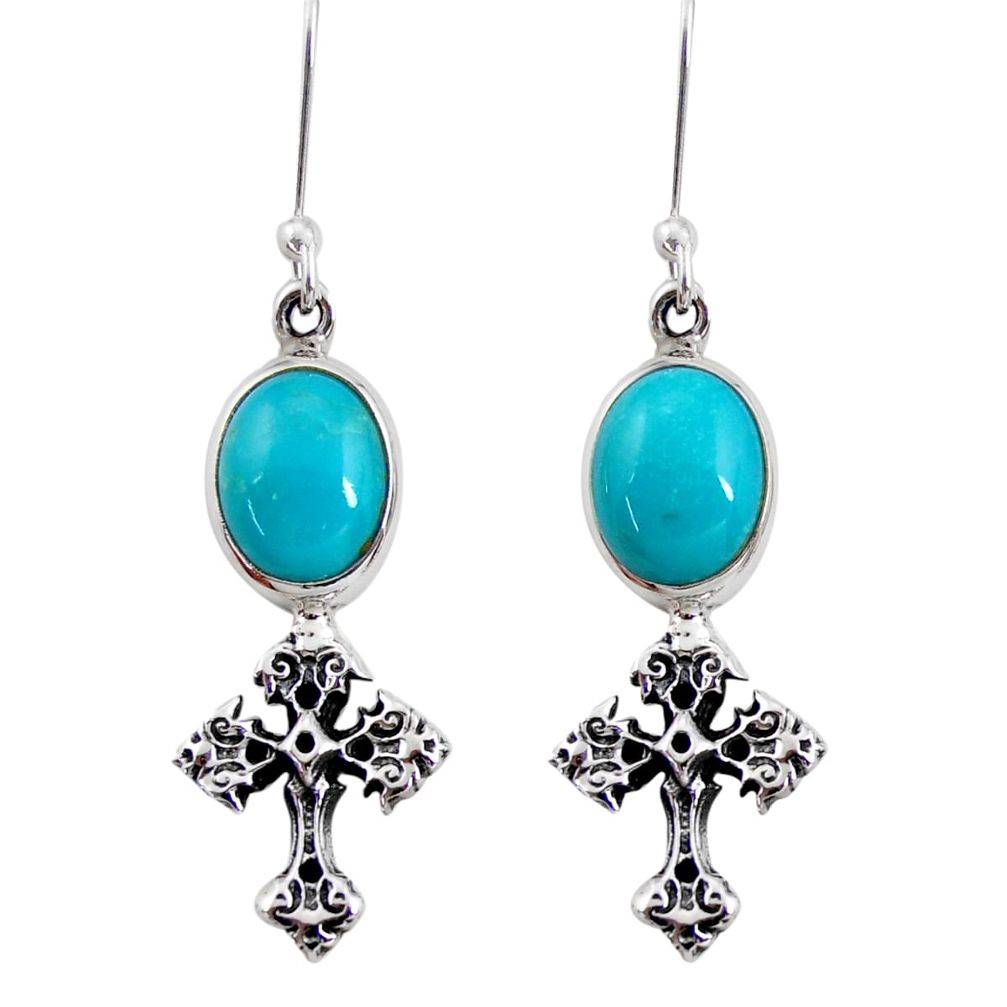 eping beauty turquoise 925 silver holy cross earrings d40507