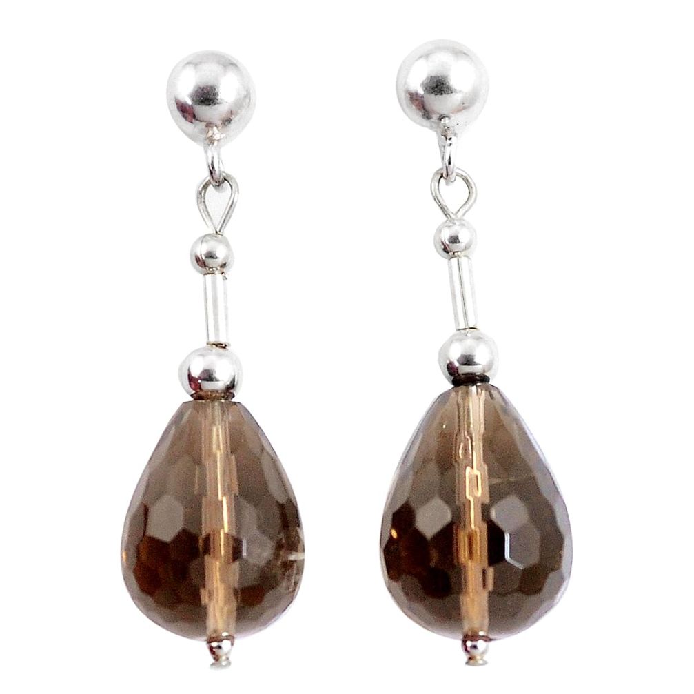 16.68cts brown smoky topaz 925 sterling silver dangle earrings jewelry c21015