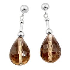 23.42cts brown smoky topaz 925 sterling silver dangle earrings jewelry c27052