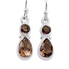 3.83cts brown smoky topaz 925 sterling silver dangle earrings jewelry n45326