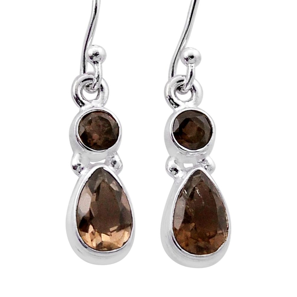 3.45cts brown smoky topaz 925 sterling silver dangle earrings jewelry n46087