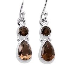 3.45cts brown smoky topaz 925 sterling silver dangle earrings jewelry n46087