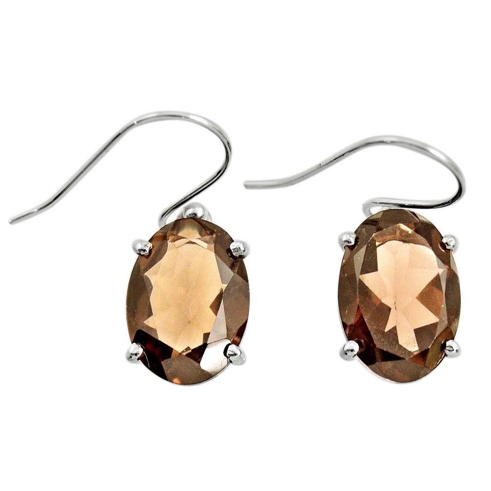 10.65cts brown smoky topaz 925 sterling silver dangle earrings jewelry r25827
