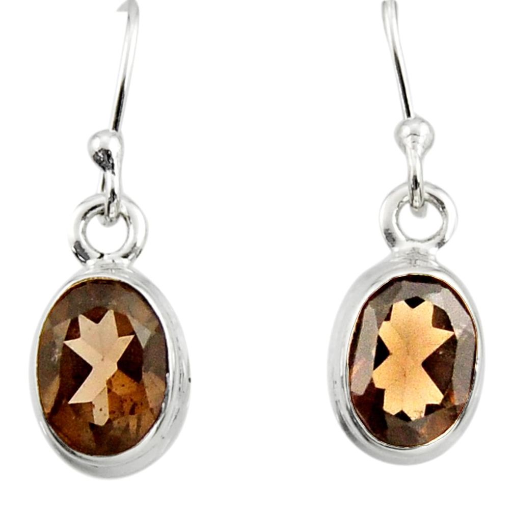 4.57cts brown smoky topaz 925 sterling silver dangle earrings jewelry r26702