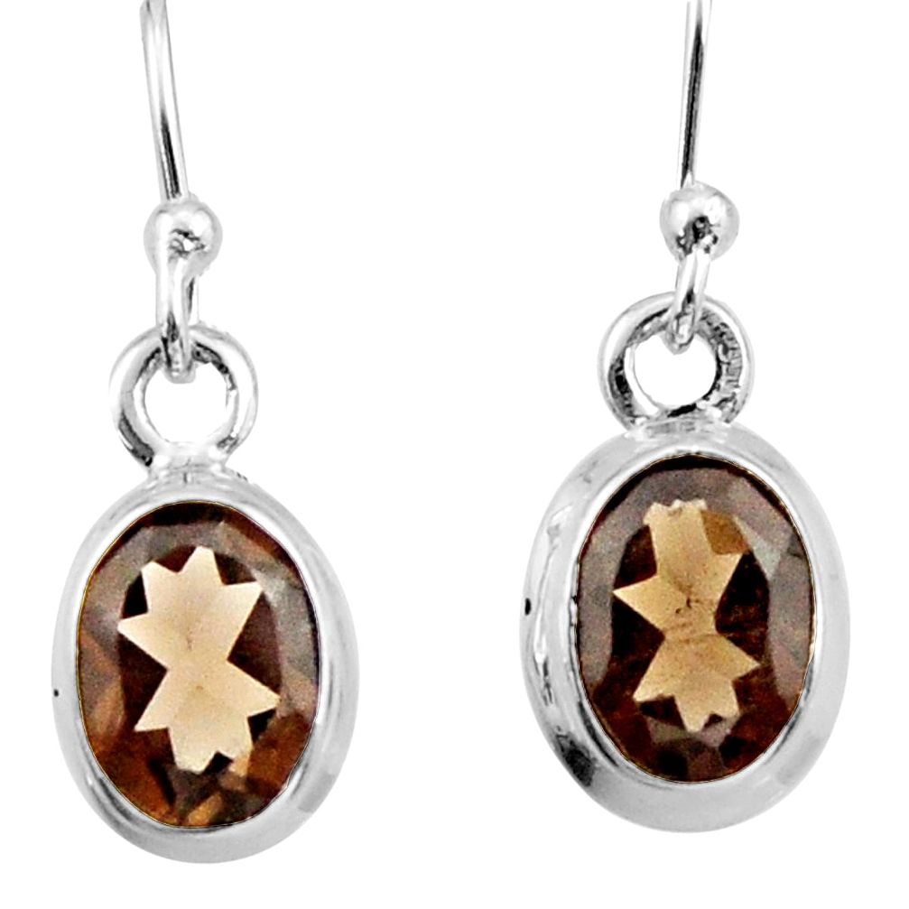 3.94cts brown smoky topaz 925 sterling silver dangle earrings jewelry r26726