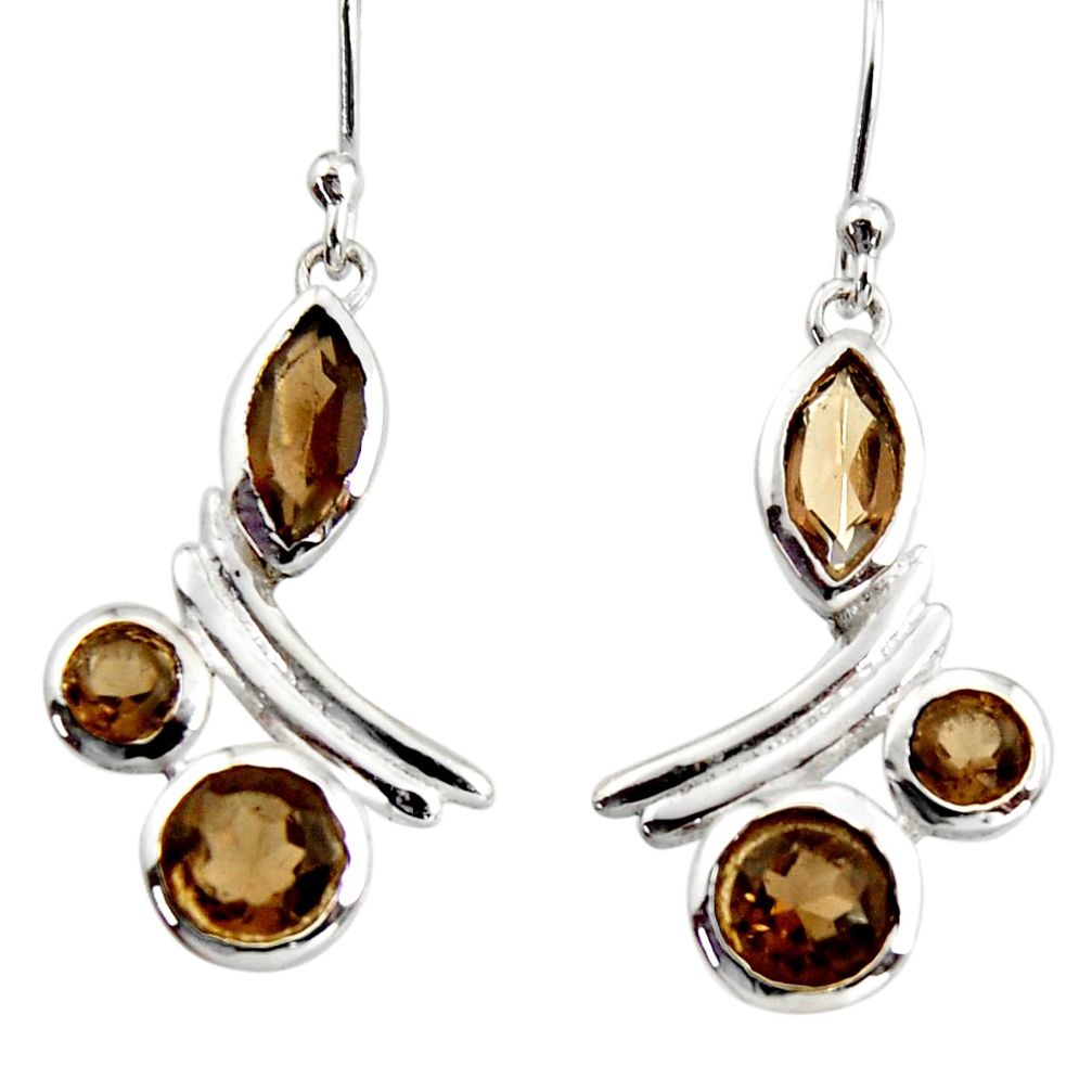 8.05cts brown smoky topaz 925 sterling silver dangle earrings jewelry r36756