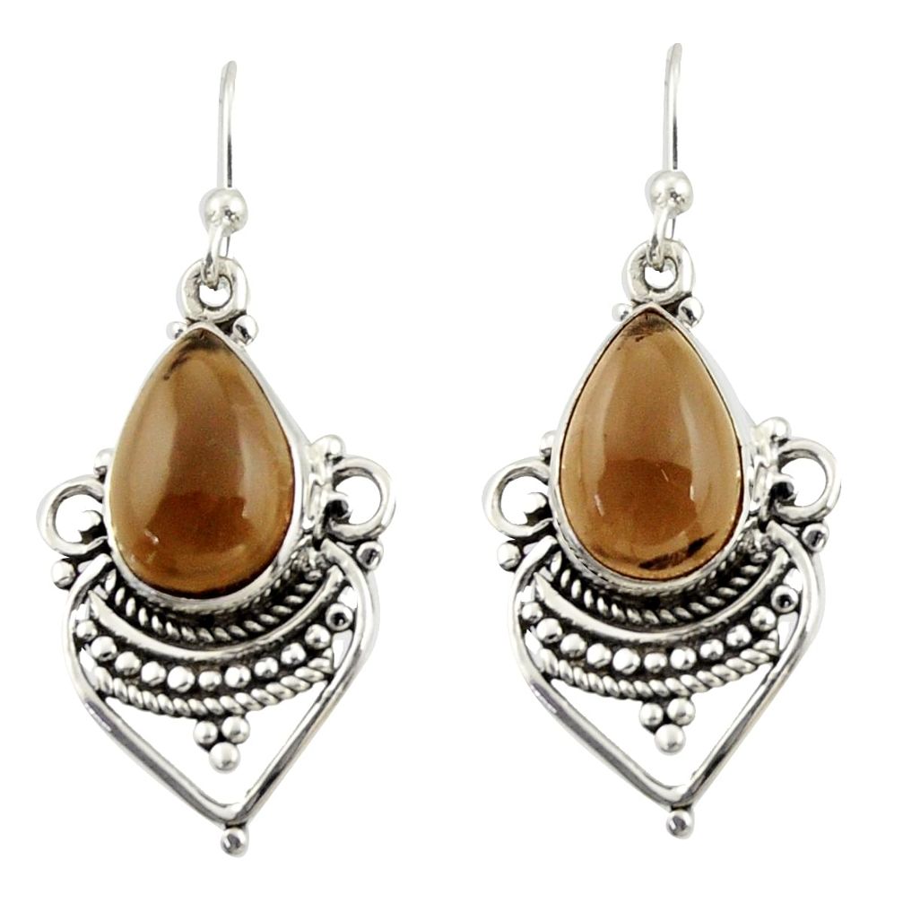 7.50cts brown smoky topaz 925 sterling silver dangle earrings jewelry r42306