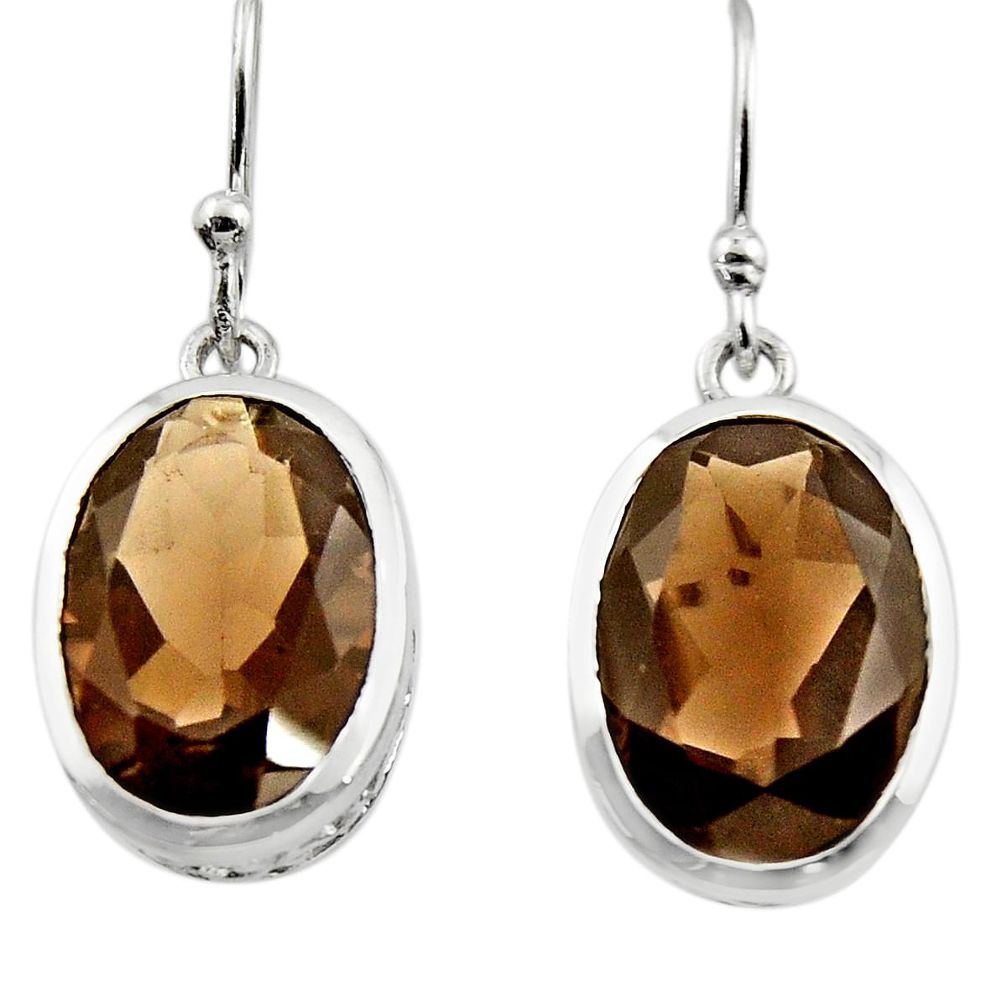 12.03cts brown smoky topaz 925 sterling silver dangle earrings jewelry r45458