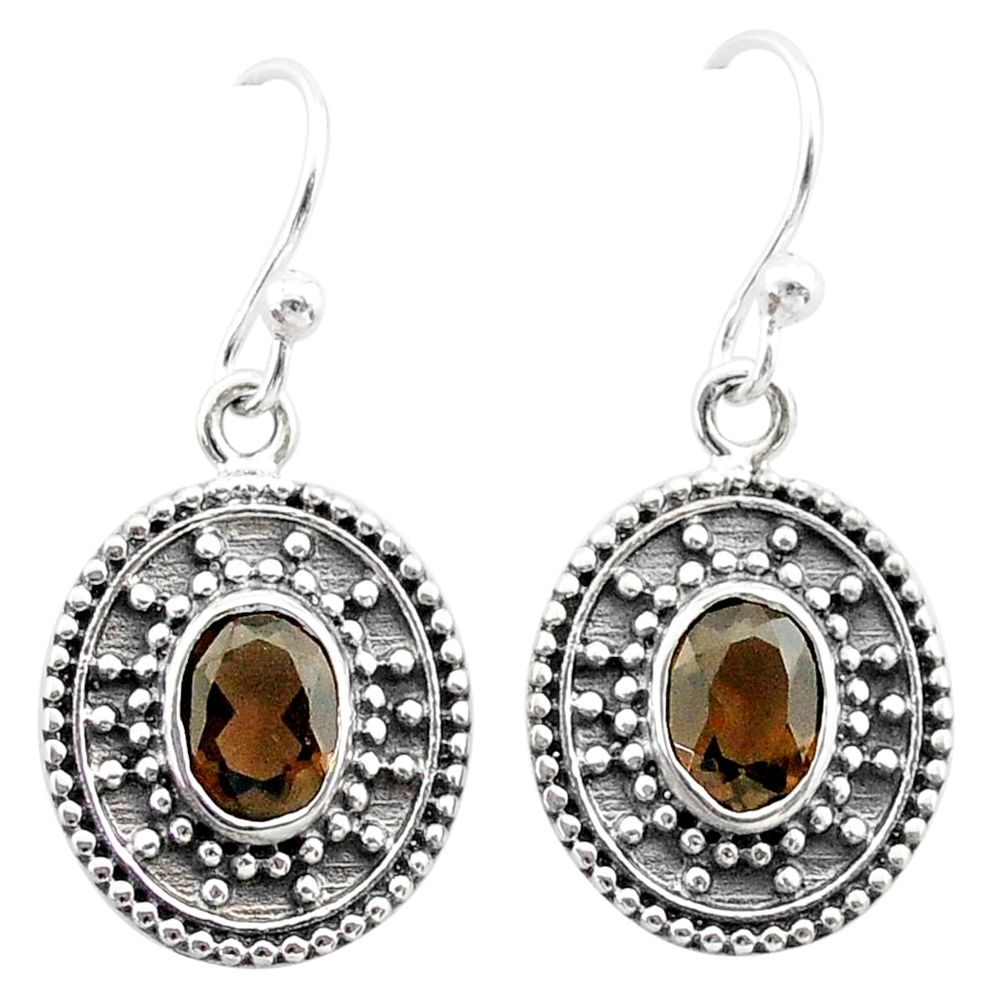 3.26cts brown smoky topaz 925 sterling silver dangle earrings jewelry t30109